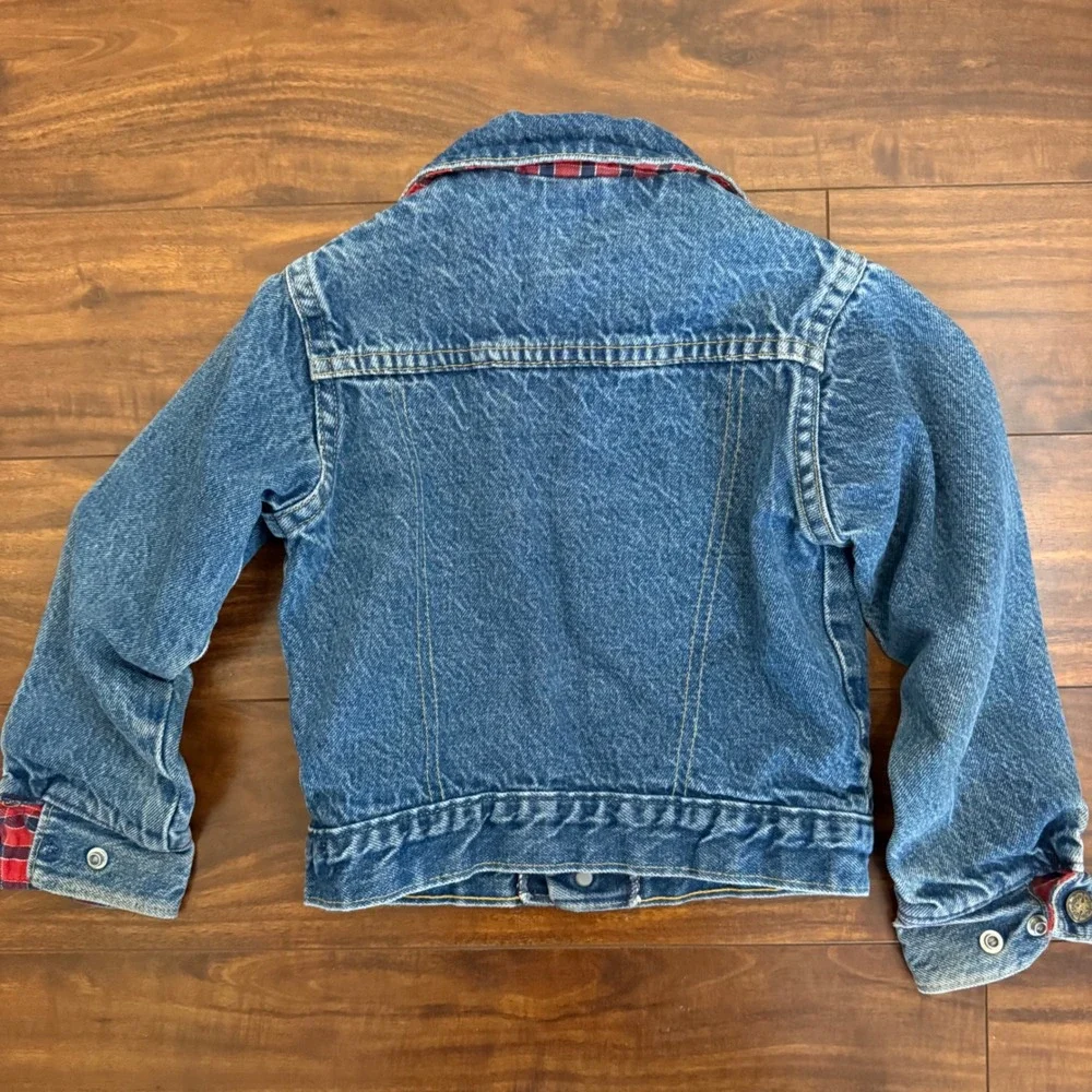 Vintage OshKosh B'Gosh Denim Jacket Flannel Lined‎ Kids Size 5 Retro Made In USA
